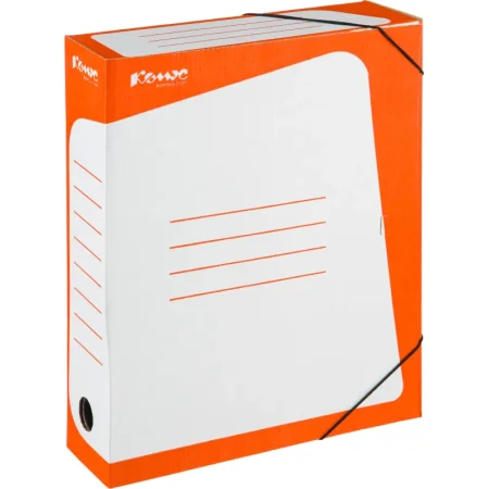 Короб архивный гофрокартон Комус на резинках 262x75x324 мм оранжевый до  770 листов