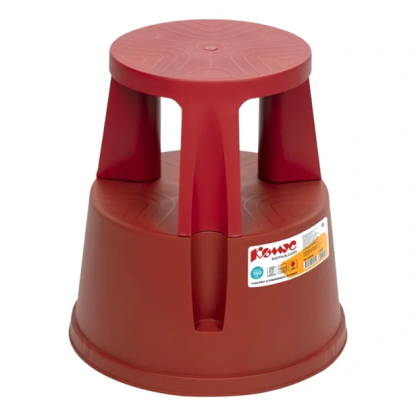 Стремянка-табурет пластиковая 2 ступени Комус красная