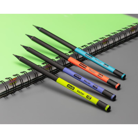 Карандаш чернографитный деревянный HB Attache Vector заточенный  трехгранный