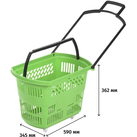 Корзина-тележка Комус Мебель B35C.ECO.GR.BL пластик зелёный/чёрный