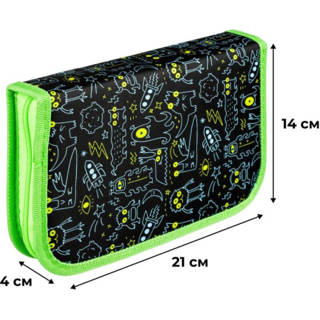 Пенал односекционный Комус Класс Cosmo Battle черный