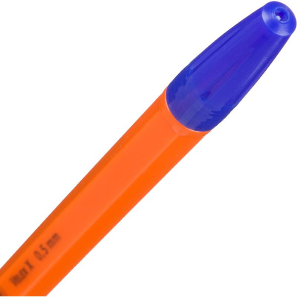 Ручка шариковая неавтоматическая Attache Velex X синяя (толщина линии   0.5 мм, корпус оранжевый)