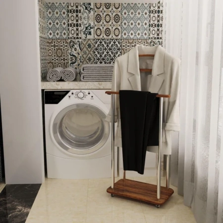 Вешалка костюмная Комус Мебель Элдридж (дуб американский/хромированный,  500х295х1050 мм)