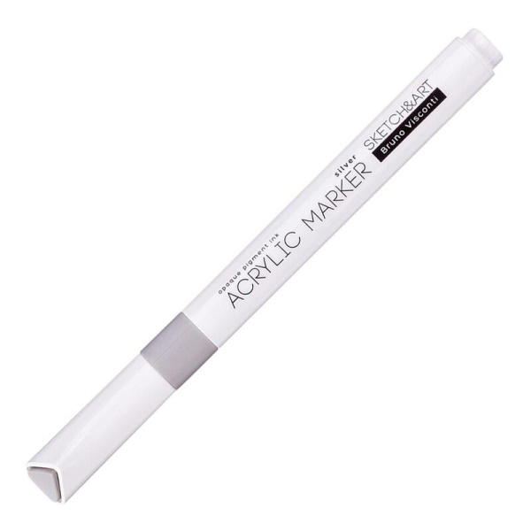 Маркер акриловый Sketch&Art серебряный (толщина линии 1-3 мм)  пулевидный наконечник