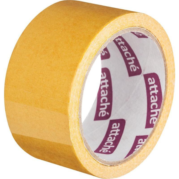Клейкая лента двусторонняя монтажная Attache на тканевой основе 50 мм х 10 м