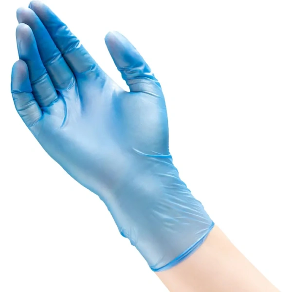 Перчатки одноразовые универсальные виниловые Aviora нестерильные  неопудренные размер M (7-8) голубые (50 пар/100 штук в упаковке)