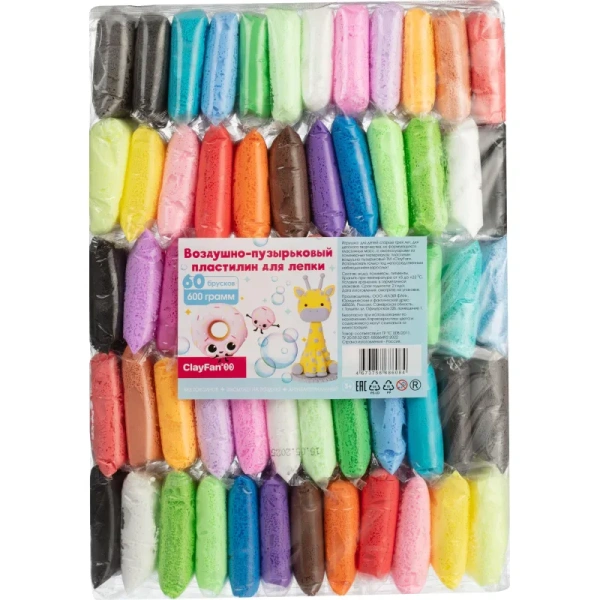 Воздушный пластилин ClayFan 60 цветов 600 г