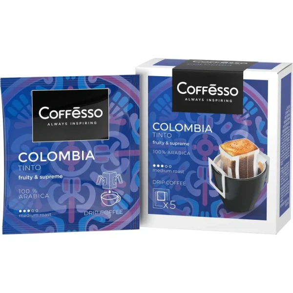 Кофе молотый в дрип-пакетах Coffesso Colombia Tinto (5 штук в упаковке)