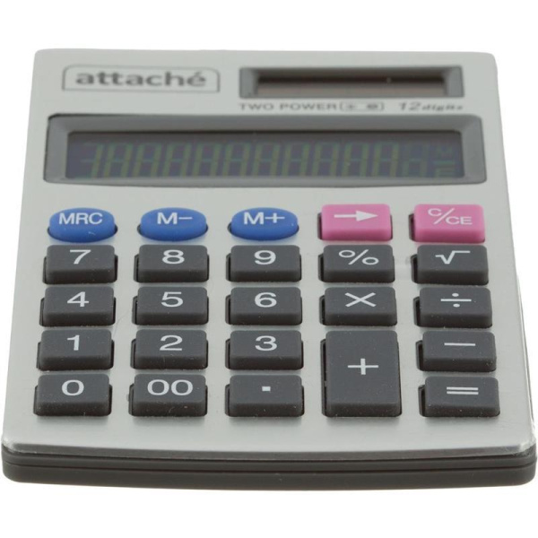 Калькулятор карманный Attache ATC-333-12P 12-разрядный серебристый
