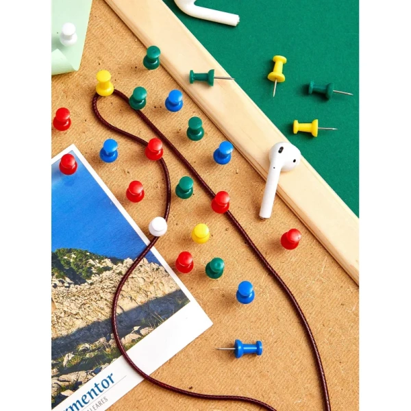 Кнопки канцелярские силовые Комус пластиковые разноцветные шляпка 18 мм  (25 штук в упаковке)