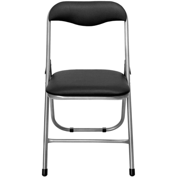 Стул складной РС 04 черный/серебро (искусственная кожа)