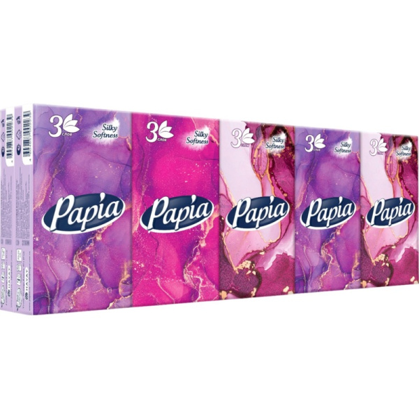 Носовые платочки бумажные Papia Silky Softness 3-слойные