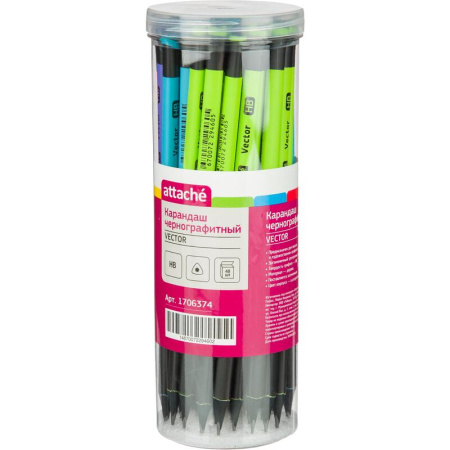 Карандаш чернографитный деревянный HB Attache Vector заточенный  трехгранный