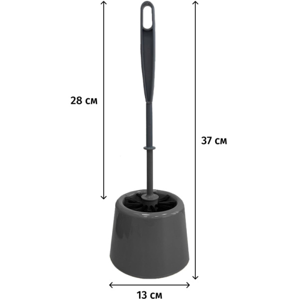 Ёршик для унитаза Azur Мини пластик серый 37 см (с подставкой)