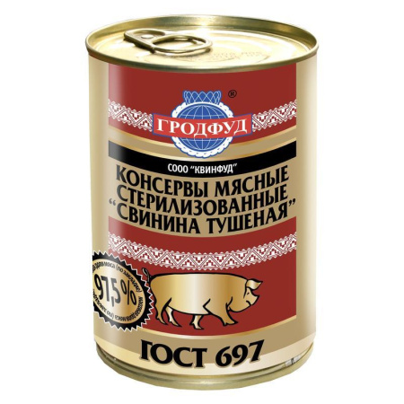 Тушенка «Гродфуд» из свинины, 338 г