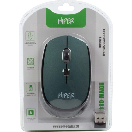 Мышь беспроводная Hiper зеленая (HOMW-084)