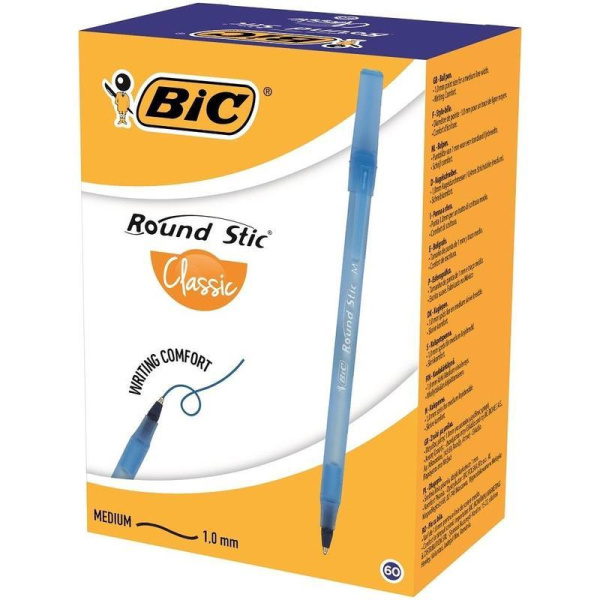 Ручка шариковая BIC Round Stic синяя (толщина линии 0.4 мм)