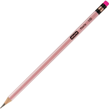 Карандаш чернографитный HB с ластиком Attache Pearly заточенный  трехгранный