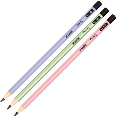 Карандаш чернографитный деревянный HB Attache Pearly заточенный круглый