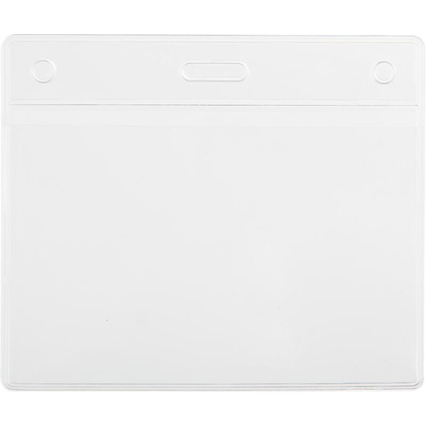 Бейдж Attache Economy горизонтальный 108x126 мм с зажимом и синей  тесьмой (5 штук в упаковке, размер вкладыша: 90x120 мм)