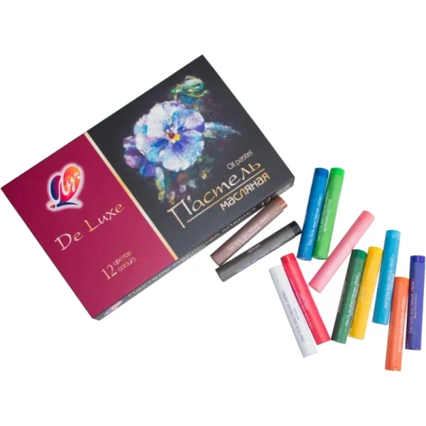 Пастель масляная Луч De Luxe круглая 12 цветов в картонной коробке