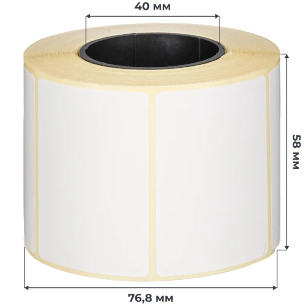 Набор из термотрансферных этикеток 58х40 мм (4 рулона по 580 этикеток) и  риббона Wax 60 мм x 100 м