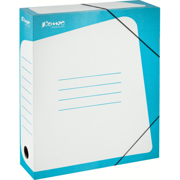 Короб архивный гофрокартон Комус на резинках 262х75x324 мм бирюзовый до  770 листов