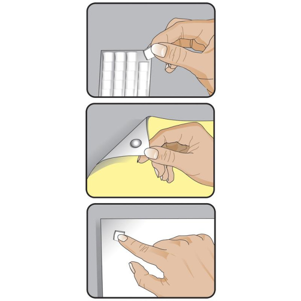 Клейкие квадраты двусторонние монтажные Kores Gum Fix  полимерная смесь 9 х 11 х 3.2 мм  (84 штуки в упаковке)