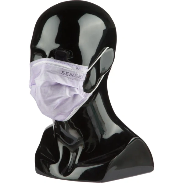 Маска медицинская одноразовая Sense трехслойная лиловая (50 штук в  упаковке)