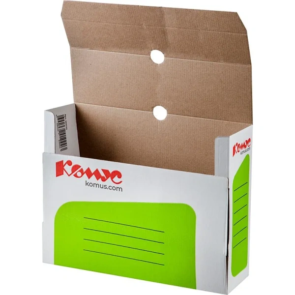 Короб архивный микрогофрокартон Комус с вырубкой 262х102х324 мм белый до  1000 листов