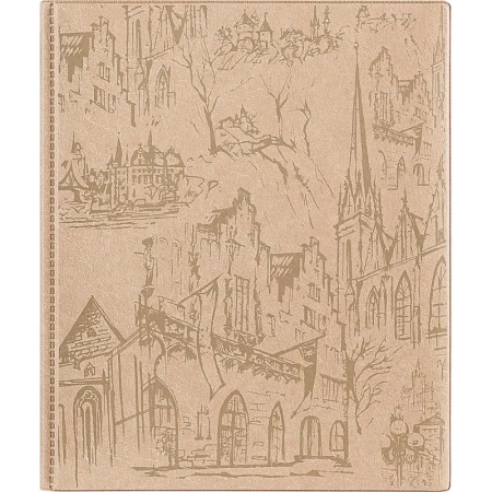 Визитница настольная Комус пластиковая на 256 визиток бежевая