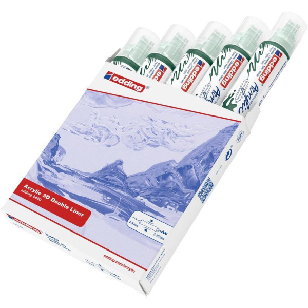 Маркер-аппликатор акриловый двусторонний 3D Edding 5400 зеленый мох (толщина линии 2-3 и 5-10 мм)