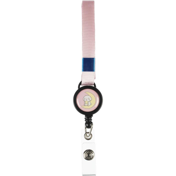 Бейдж Deli вертикальный 54x86 мм с держателем цвет тесьмы розовый