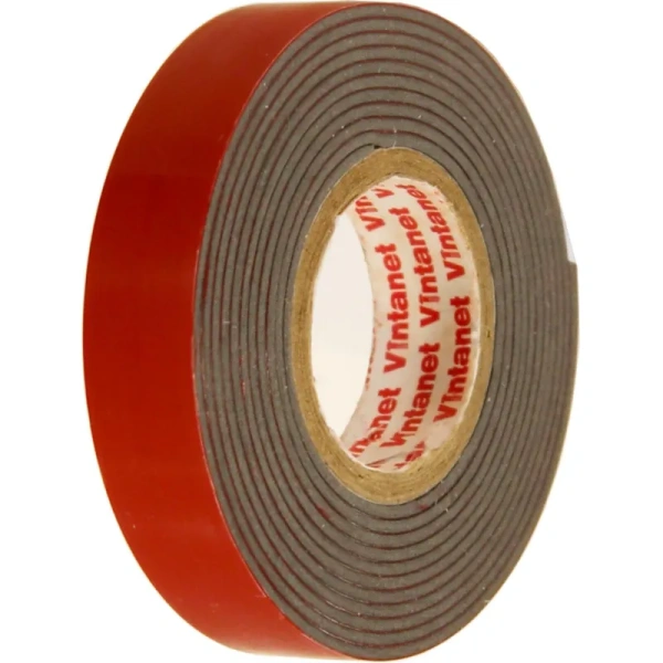 Клейкая лента двухсторонняя монтажная Vintanet VN1146 чёрная на вспененной основе 12 мм x 1.5 м