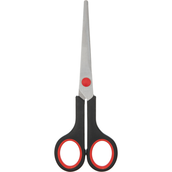 Ножницы Выбор есть 170 мм симметричные пластиковые с резиновыми  вставками ручки черного/красного цвета