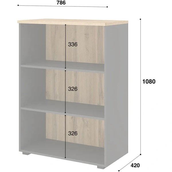 Стеллаж для документов Комус Мебель К-Loft 241H011 дуб  натуральный/графит  786х420х1080 мм