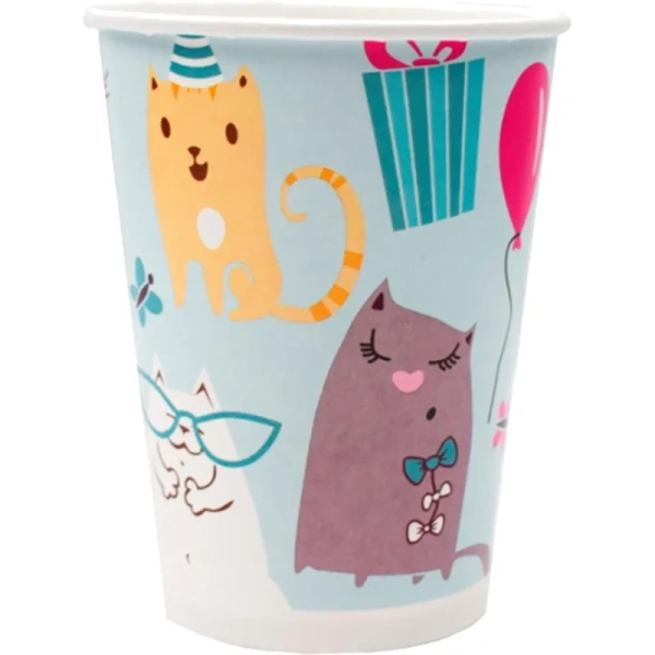 Набор стаканов одноразовых Патибум Кошки 250 мл (6 штук в упаковке)