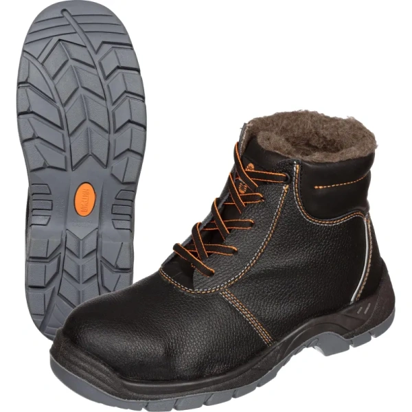 Ботинки утеплённые 9408ВМККС ПУ-нитрил из натуральной кожи с композитным  (поликарбонатным) подноском чёрные (размер 37)