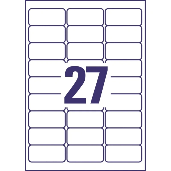 Этикетки самоклеящиеся суперклейкие 63.5x29.6 мм белые 27 штук А4 (20  листов в упаковке)