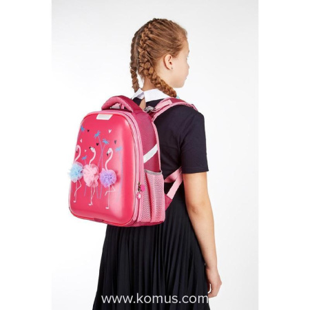 Ранец ортопедический №1 School Basic Flamingo (светящийся кант)