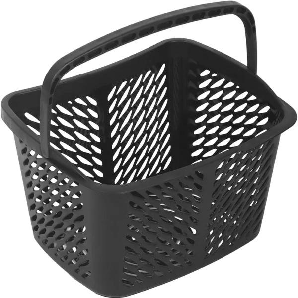 Корзина покупательская Комус Мебель пластик чёрная с чёрной ручкой