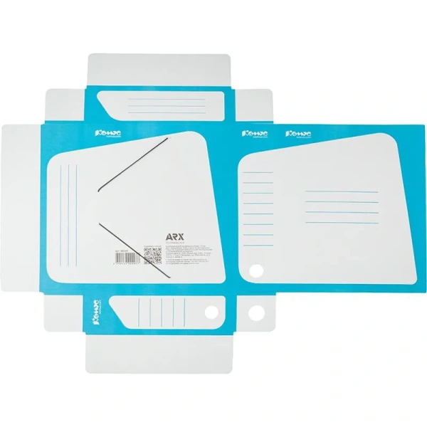 Короб архивный гофрокартон Комус на резинках 262х75x324 мм бирюзовый до  770 листов