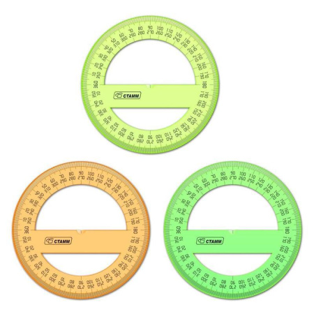 Транспортир Стамм Neon Cristal (360 градусов, 10 см, пластик)