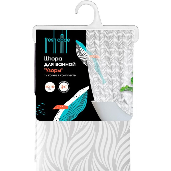 Штора для ванной Fresh Code Узоры 180х180 см полиэтилен