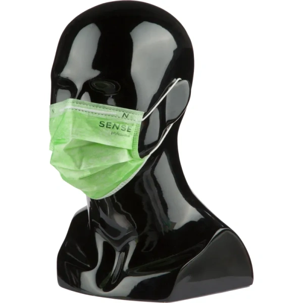 Маска медицинская одноразовая Sense трехслойная мятная (50 штук в  упаковке)