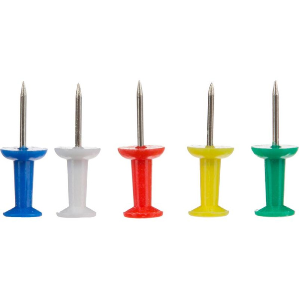 Кнопки канцелярские силовые Attache пластиковые разноцветные шляпка 8 мм  картонная коробка (50 штук в упаковке)