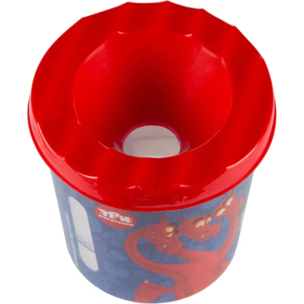 Емкость для воды (стакан-непроливайка) Комус Три богатыря крышка красная  корпус с рисунком