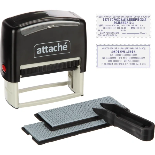 Штамп самонаборный Attache пластиковый 6 строк 70х32 мм