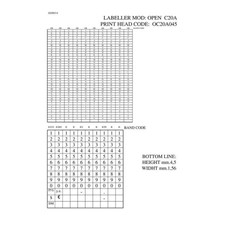 Этикет-пистолет Open С20/A двухстрочный с кириллицей (прямоугольная лента, 10 символов в строке, 26x16 мм)