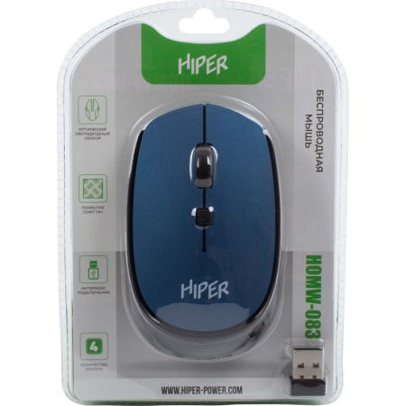 Мышь беспроводная Hiper синяя (HOMW-083)
